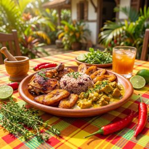 Plat de la cuisine antillaise épicé aux couleurs des Caraïbes