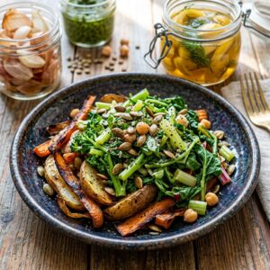 Plat anti-gaspi créatif et gourmand préparé avec des épluchures fraîches ou restes de légumes