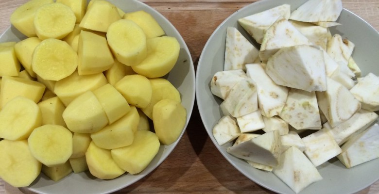 Voilà qui est fait !2/3 de pommes de terre et 1/3 de céleri en poids final...