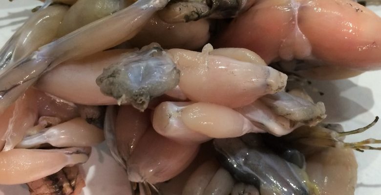 Prépare tes ingrédients, notamment les cuisses de grenouille déjà préparées